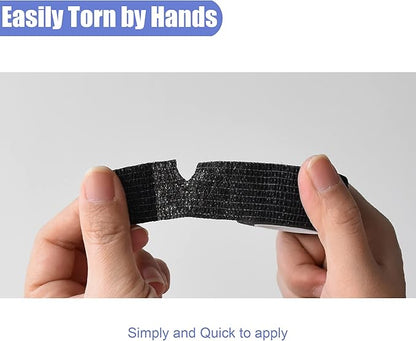 9 Pack 1" x 5 Yards Self Adhesive Bandage Wrap Self Stick Wrap for Ankle, Wrist, Finger, Sports, Breathable Cohesive Vet Tape for Pets (Black)