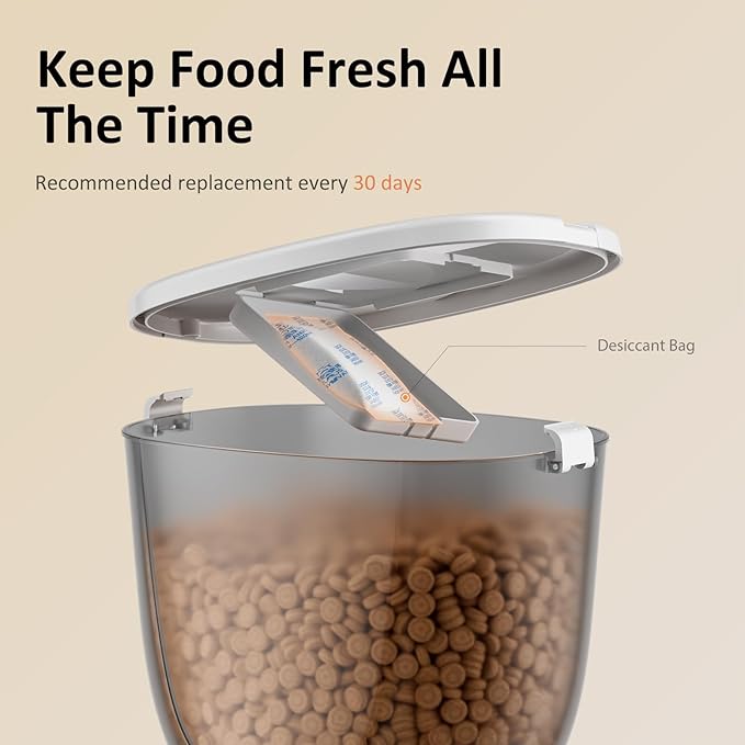 5L/21 Cup Automatic Cat Feeder, Timed Cat Food Dispenser, Automatic Pet Feeders Up to 6 Meals 1-20 Portion, Dual Power Supply Cats Feeder with Stainless Steel, Pet Dry Food Dispenser for Cats & Puppy