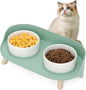 Elevated Dog Bowls Set, Ceramic Pet Food & Water Bowls with Non-Slip Stand, No Spill Design for Cats/Small Medium Dogs Green