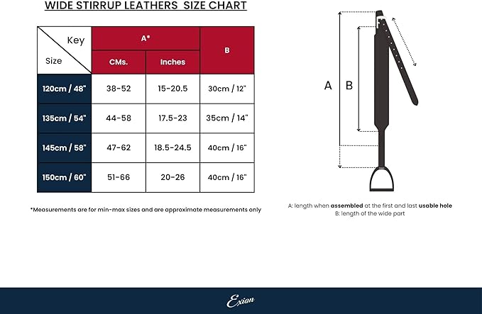 Exion Wide Stability Stirrup Leathers for English Saddles | Premium Cowhide Leather | Enhanced Leg Stability & Comfort | Sizes: 48" to 62"