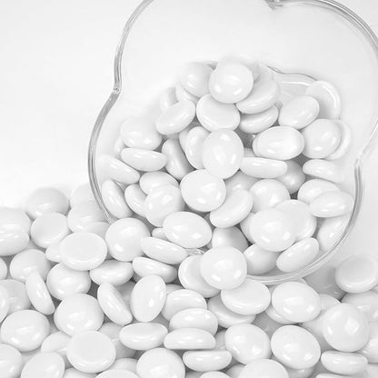 5LB White Flat Glass Marbles for Vases, Gemstone Beads Vase Filler Decorative Glass Pebbles for Fish Tank, DIY Crafts, Aquarium Decor Rocks