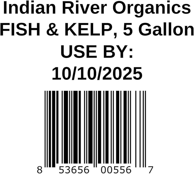Fish & Kelp Blend Fertilizer - Omri Fertilizer for Plants (5 Gallons) - Liquid Organic Fish and Kelp for Turf, Flowers, Shrubs, Plants, Fruits & Vegetables