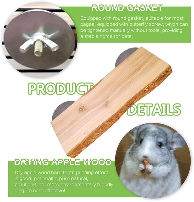 2Pcs Hamster Ledges Wooden Platform Rat Climb Platform Shelf Bird Perch Stand Toys Cage Accessories for Rat Squirrel Gerbil Suger Glider 2.6" X 5.9"