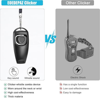 2-in-1 Dog Training Clicker Whistle for Training and Recall, Pet Training Accessories for Puppy, Cats, Horses & Small Animals - 2 Pack with Lanyard, Reward and Train Your Pets Efficiently