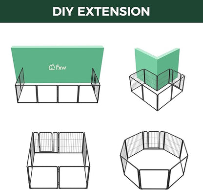 FXW Homeplus Unleashed Indoor Dog Playpen - Stress-Free and Safe Play, Heavy Duty 24 Inch 4 Acrylic Panels + 4 Wire Panels Dog Pen for Puppy and Small Dogs, Black│Patented