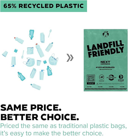 Doggy Do Good Next Pet Waste Bags for Dog Poop, Landfill Friendly, Recycled Plastic, Unscented, Leakproof, Strong, Thick, Earth Friendly, 240 Count
