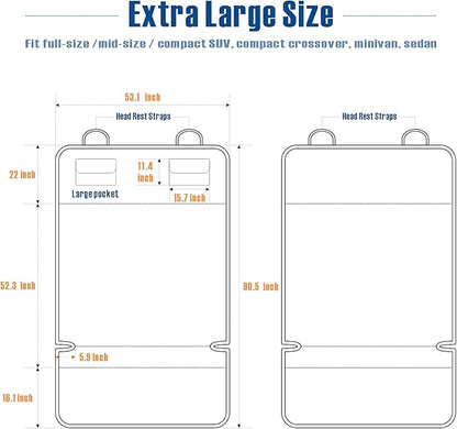 F-color SUV Cargo Liner for Dogs, Waterproof Pet Cargo Cover Dog Seat Cover Mat for SUVs Sedans Vans with 2 Large Pockets, Non-Slip, Large Size Universal Fit, Black