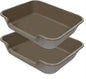 2 Pack of Extra Large Cat Litter Box (ABS Material), Low Entry Senior Litter Pen for Geriatric Kitty Big Cats, Jumbo Pet Safe Litter Boxes Tray for Pets Potty (Light Brown, 24" L x 20" W)