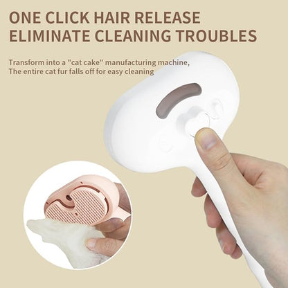 3-in-1 Steam Brush for Cats - Self Cleaning Cat Brush with Anti-Static & Shedding Control, Rechargeable Pet Grooming Tool for Long/Short Hair Cats & Dogs(White)