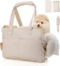 Dog Purse Carrier for Small Dogs, Soft Soft Sided Folding Dog Carriers for Small Dogs Medium Cats Puppies up to 15 Lbs, Washable Breathable Puppy Carrier for Outdoor Travel (Large Beige)
