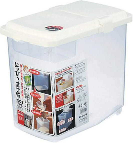 JapanBargain 1826, Lot of 6 Plastic Kome Bitsu Rice Storage Container Kitchen Pantry Storage Container 22 lbs, Made in Japan