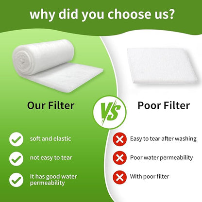 Aquarium Filter Floss for Fish Tank Filters -Micro Fine Multi-Layer Aquarium Filter Pad-Filter Media Roll for Crystal Clear Water Cut to Size 12"x72"x0.13"