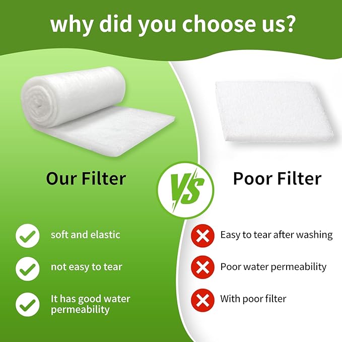 Aquarium Filter Floss for Fish Tank Filters -Micro Fine Multi-Layer Aquarium Filter Pad-Filter Media Roll for Crystal Clear Water Cut to Size 12"x72"x0.5"