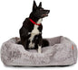FUZI Luxury Aesthetic Dog Bed for Large Dogs with Washable Cover, Pet Couch, Pet Bed with Sides, Non-Slip Bottom, Soft and Durable Calming Dog Bed, Faux Fur Cover, Large 35.6x28.5x9.5 Light Grey
