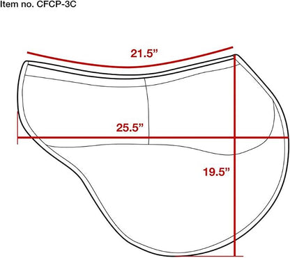 ECP Equine Comfort Products All-Purpose Contoured Correction Saddle Pad with Adjustable Memory Foam Inserts for Custom Support, Non-Slip, Shock Absorbing, 22” Spine, 19.5” Drop