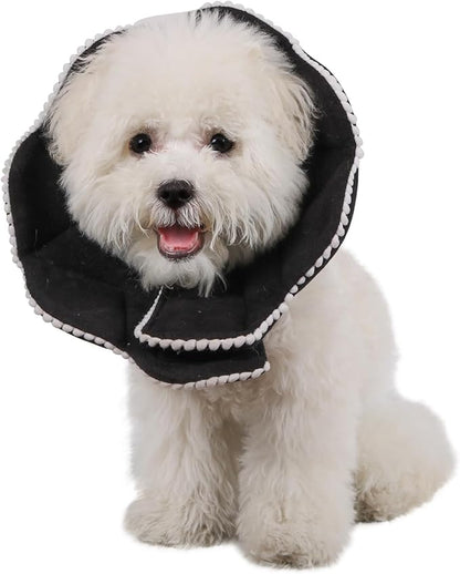 Adjustable Small Dog Cone,Soft Cat Recovery Cone Collar,Cute Cat Surgery Collar for Kitten,Puppy,Black,Medium