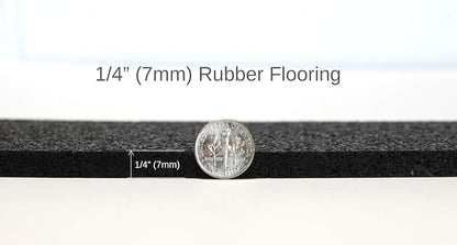 American Floor Mats 1/4in (7mm) Thick Solid Black 4' x 7' Heavy Duty Rubber Rolls, Protective Exercise Mats, Home Gym Rubber Flooring