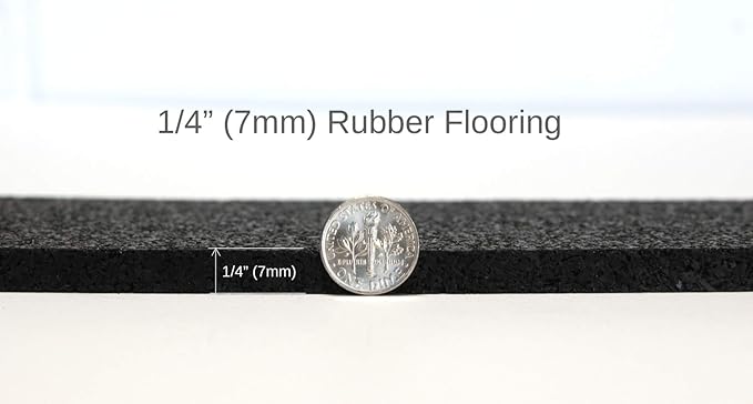 American Floor Mats 1/4in (7mm) Thick Solid Black 4' x 13' Heavy Duty Rubber Rolls, Protective Exercise Mats, Home Gym Rubber Flooring