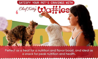 Freeze Dried Chicken Cat & Dog Waffle Treats - Made with Human Grade Chicken Breast & Liver - 5 Natural Flavors - Healthy, Tasty, Dry Food for Indoor Cats, Dogs - Inspected & Tested in USA