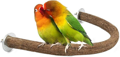 Allazone Bird Natural Wood Stand Perch Swing U Shape Natural Parrot Perch Bird Stand Pole for Parakeet, Conure, Cockatiel, Budgie, Lovebirds