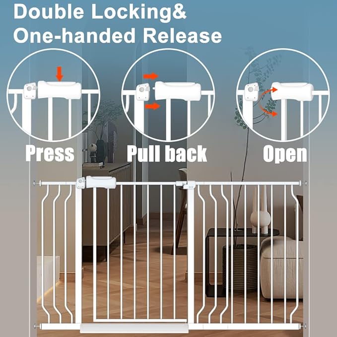 Extra Wide Long Baby Gates 62-67 Inch Stairs Doorways Pet Dog gate Indoor Outdoor Pressure Mount No Drill Walk Through Safety Child Gate