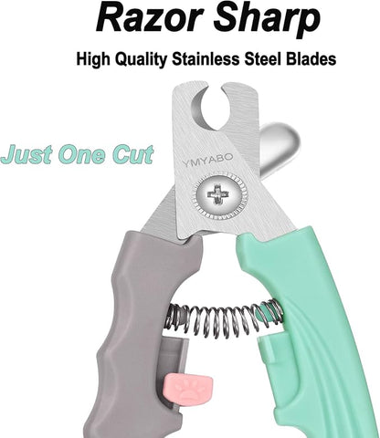 Dog Nail Clipper,Pet Nail Trimmers Safety Guard to Aviod Over Cutting,Puppy Cat Claw Trimmer,with Free Dog Comb & Nail File, Sharp Grooming Clipper, Great for Thick Toenail, Green