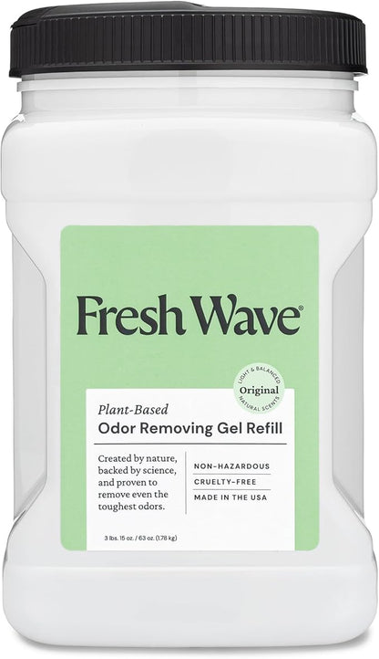 Fresh Wave Original Scent Odor Removing Gel Refill, 63 oz. | Safer Odor Absorbers for Home, Cooking, Trash, & Pets Areas | Natural Plant-Based Odor Eliminator