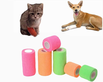6 Pack 2" x 5 Yards Self Adhesive Bandage Wrap Breathable Cohesive Vet Wrap for Pets, Elastic Self-Adherent Tape for Sports, Wrist, Ankle (Orange)