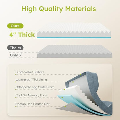 Extra Large Dog Bed, Orthopedic XL Dog Bed with Cooling Gel Memory Foam, Waterproof Pet Bed with Removable Washable Cover, 42" Pet Sofa Couch Dutch Velvet with Bone Toy, Dark Gray