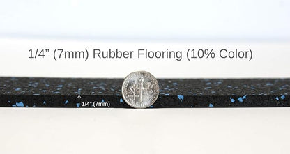 American Floor Mats 1/4in (7mm) Thick 10% Blue 4' x 4' Heavy Duty Rubber Rolls, Protective Exercise Mats, Home Gym Rubber Flooring