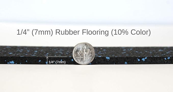 American Floor Mats 1/4in (7mm) Thick 10% Grey 4' x 11' Heavy Duty Rubber Rolls, Protective Exercise Mats, Home Gym Rubber Flooring