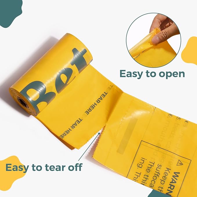 Dog Poop Bags Rolls Biodegradable 100% Leak Proof Thickened Waste Bags - 600 Count 40 Rolls - Cornstarch Based Doggie Poop Bag for Small and Big Dogs（Lavender）