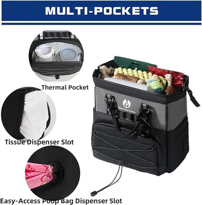 Dog Travel Bag, Airline Approved Pet Supplies Backpack, Dog Travel Backpack Accessories Set with 2 Silicone Collapsible Bowls and 1 Leash Clip for Camping, Road Trips & Weekends Away（Black）