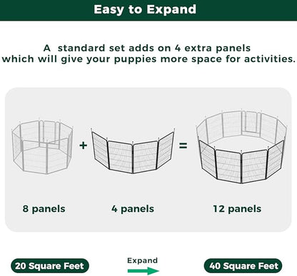 FXW Rollick Unleashed Dog Playpen for Indoor, Yard, RV Camping, 40 inch 4 Panels for Medium and Large Dogs, Black│Patented
