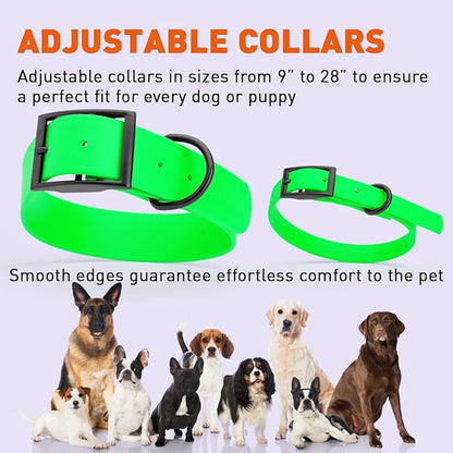Dogline Biothane Waterproof Dog Collar Strong Coated Nylon Webbing with Black Hardware Odor- Proof for Easy Care Easy to Clean High Performance Fits Small Medium or Large Dogs, Tropical Green