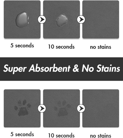 Absorbent Dog Food Mat-Dog Mat for Food and Water Bowl, Quick Dry Pet Food Mat, No Stains Dog Feeding mat, Dog Accessories Pet Supplies Mat-Dog Water Bowl Mat for Messy Drinkers