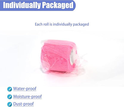 9 Pack 2" x 5 Yards Self Adhesive Bandage Wrap Self Stick Wrap for Ankle, Wrist, Finger, Sports, Breathable Cohesive Vet Tape for Pets (Pink)