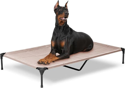 Elevated Dog Bed for Outdoor, XXL Raised Dog Cot Indestructible with Washable Mesh, Cooling Summer Pet Cot Chew Proof for Outside Camping Travel, 59"x36" Grey
