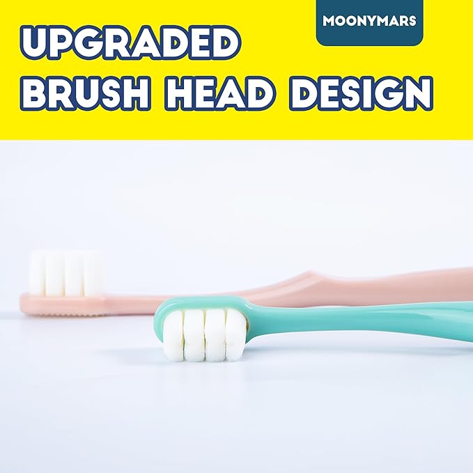 Dog Toothbrush Kit 2 Pack, Ultra Soft Pet Tooth Brush for Medium to Large Dogs & Cats, Animal Teeth Brushing Kit for Easy Dental Cleaning, 2 Pcs, Pink