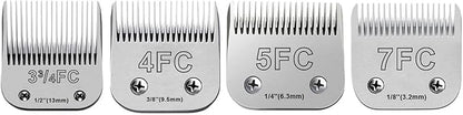 10 Blades for Dog Grooming Blades Compatible with Andis,Oster A5,Wahl km10 Dog Clippers,Size-#10, 1/16-Inch Cut Length (4PCS-#3FC+4FC+5FC+7FC)