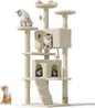 60'' Cat Tree Tower for Indoor Cats Large Adult,Cute/Tall Modern Cat Tree for Big Cats 20 lbs, Plush Multi-Level Cat Condo with Scratching Posts, Dangling Ball Indoor (Beige, 60 inch)
