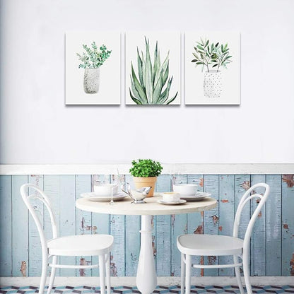 Farmhouse Wall Art Painting For Dining Room Bathroom Abstract Canvas Art Family Wall Decor For Bedroom Kitchen Wall Decoration Living Room Decor Green Leaf Pictures Artwork For Home Walls 3 Piece