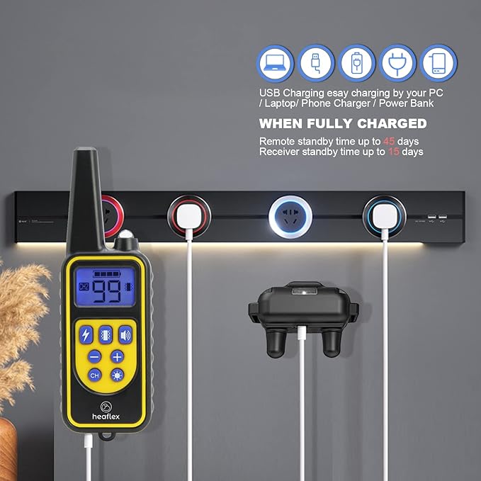 Electric Dog Training Collar with Remote 1640FT, E-Shock, Safe Training Modes, Rechargeable IP67 Waterproof Collars for 2 Dogs