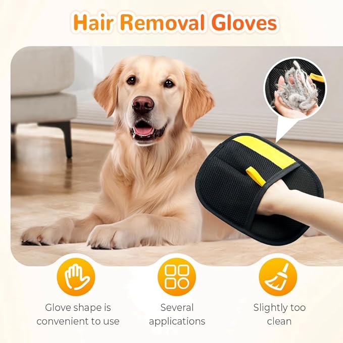 2025 Thickened and Powerful Pet Hair Removal Glove, Pet Grooming Gloves for Cats and Dogs, Washable and Reusable Pet Hair Remover Glove (Yellow)