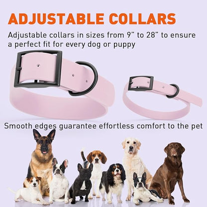 Dogline Biothane Waterproof Dog Collar Strong Coated Nylon Webbing with Black Hardware Odor- Proof for Easy Care Easy to Clean High Performance Fits Small Medium or Large Dogs, Pastel Purple