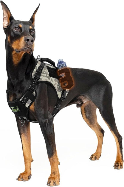 Dog Tactical Harness with Reflective Design, Breathable and Adjustable Tactical Dog Vest, No Choke Harness, Military Grade Gear for Training, Hunting, Outdoor Adventures, Camouflage M