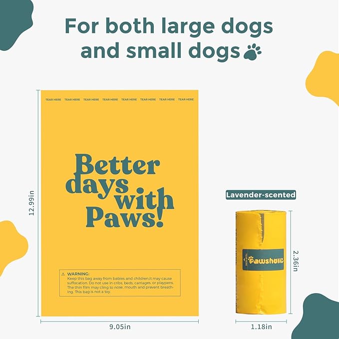Dog Poop Bags Rolls Cornstarch Based Thickened&100% Leak Proof Dog Waste Bags -120 Count 8 Rolls - Doggie Poop Bag for puppy and Big Dogs(Lavender)