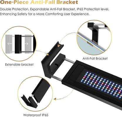 GLOWRIUM Saltwater Aquarium Light, Smart Reef Coral Fish Tank Light with Bluetooth + WiFi Dual Control App, DIY Spectrum, Brightness Adjustable, Anti-Drop, Real Time Water Temperature Sensor(24-30 in)