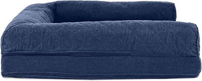 Furhaven Orthopedic Dog Bed for Large/Medium Dogs w/ Removable Bolsters & Washable Cover, For Dogs Up to 55 lbs - Quilted Sofa - Navy (Blue), Large