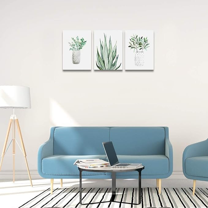 Farmhouse Wall Art Painting For Dining Room Bathroom Abstract Canvas Art Family Wall Decor For Bedroom Kitchen Wall Decoration Living Room Decor Green Leaf Pictures Artwork For Home Walls 3 Piece